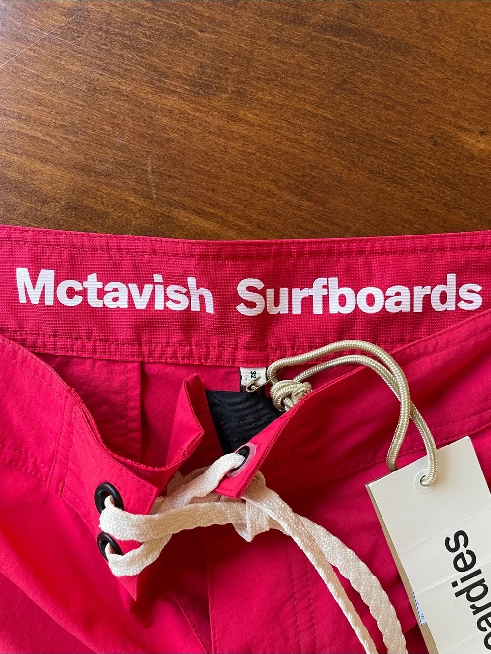 McTavish men’s Ripstop Board Shorts Swim Trunks Swim Suit Red Lifeguard beach 32
